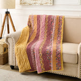Greenland Home Fashion Cotton Face Brushed Microfiber Back and Poly-Cotton Fill Marigold Accessory Throw Sunset