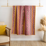 Greenland Home Fashion Cotton Face Brushed Microfiber Back and Poly-Cotton Fill Marigold Accessory Throw Sunset