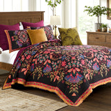 Greenland Home Fashion Microfiber Face Cotton Back Jessa Quilt Set Midnight