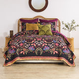 Greenland Home Fashion Microfiber Face Cotton Back Jessa Quilt Set Midnight
