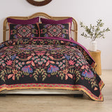 Greenland Home Fashion Microfiber Face Cotton Back Jessa Quilt Set Midnight