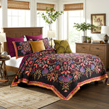 Greenland Home Fashion Microfiber Face Cotton Back Jessa Quilt Set Midnight