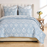 Greenland Home Fashions Serena 100% Woven Polyester Jacquard Coverlet Set Sky Blue