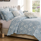 Greenland Home Fashions Serena 100% Woven Polyester Jacquard Coverlet Set Sky Blue