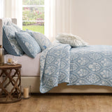 Greenland Home Fashions Serena 100% Woven Polyester Jacquard Coverlet Set Sky Blue