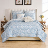 Greenland Home Fashions Serena 100% Woven Polyester Jacquard Coverlet Set Sky Blue