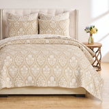 Greenland Home Fashions Serena 100% Woven Polyester Jacquard Coverlet Set Natural