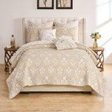 Greenland Home Fashions Serena 100% Woven Polyester Jacquard Coverlet Set Natural