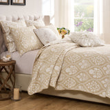 Greenland Home Fashions Serena 100% Woven Polyester Jacquard Coverlet Set Natural