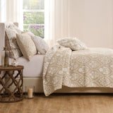 Greenland Home Fashions Serena 100% Woven Polyester Jacquard Coverlet Set Natural