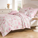 Greenland Home Fashions 100% Cotton Face 100% Microfiber Veronica's Hearts Pink Quilt 2 Piece Set Pink