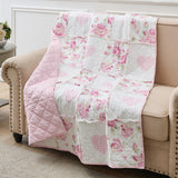 Greenland Home Fashions 100% Cotton Face 100% Microfiber Back Veronica's Hearts Accessory Throw Pink