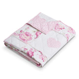 Greenland Home Fashions 100% Cotton Face 100% Microfiber Back Veronica's Hearts Accessory Throw Pink