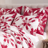 Greenland Home Fashions 100% Jacquard Woven Polyester Wedding Ring Sham Red