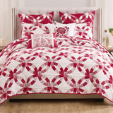 Greenland Home Fashions 100% Jacquard Woven Polyester Wedding Ring Coverlet 2 Piece Set Red