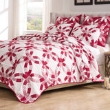 Greenland Home Fashions 100% Jacquard Woven Polyester Wedding Ring Coverlet 2 Piece Set Red