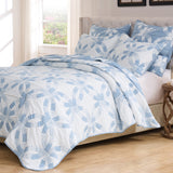 Greenland Home Fashions 100% Jacquard Woven Polyester Wedding Ring Coverlet 2 Piece Set Blue