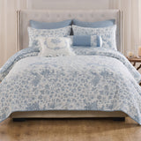 Greenland Home Fashions Toile Patch Woven Polyester Reversible Coverlet Set Blue