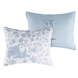 Greenland Home Fashions Toile Patch Woven Polyester Reversible Coverlet Set Blue