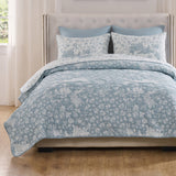 Greenland Home Fashions Toile Patch Woven Polyester Reversible Coverlet Set Blue