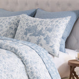 Greenland Home Fashions Toile Patch 100% Jacquard Woven Polyester Pillow Sham Blue