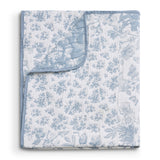 Greenland Home Fashion Toile Patch 100% Jacquard Woven Polyester Reversible Accessory Throw Blanket 50" x 60" Blue