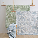 Greenland Home Fashion Toile Patch 100% Jacquard Woven Polyester Reversible Accessory Throw Blanket 50" x 60" Blue