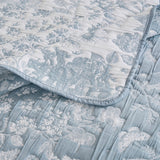 Greenland Home Fashion Toile Patch 100% Jacquard Woven Polyester Reversible Accessory Throw Blanket 50" x 60" Blue