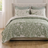 Greenland Home Fashions Toile Patch Woven Polyester Reversible Coverlet Set Sage