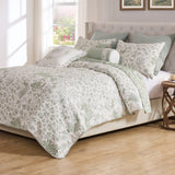 Greenland Home Fashions Toile Patch Woven Polyester Reversible Coverlet Set Sage