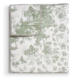 Greenland Home Fashion Toile Patch 100% Jacquard Woven Polyester Reversible Accessory Throw Blanket 50" x 60" Sage