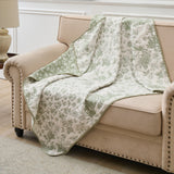 Greenland Home Fashion Toile Patch 100% Jacquard Woven Polyester Reversible Accessory Throw Blanket 50" x 60" Sage