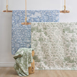 Greenland Home Fashion Toile Patch 100% Jacquard Woven Polyester Reversible Accessory Throw Blanket 50" x 60" Sage