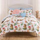 Greenland Home Fashions Willow Brushed Microfiber Reversible Lightweight Quilt Set White