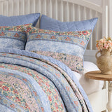 Greenland Home Fashions Cotton Face Microfiber Back Kressida Pillow Sham Blue