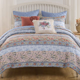 Greenland Home Fashions Kressida Cotton Reversible Lightweight Quilt Set Blue