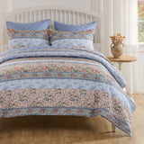 Greenland Home Fashions Cotton Face Microfiber Back Kressida Pillow Sham Blue