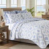 Greenland Home Fashions Laguna 100% Polyester Reversible Coverlet Set Chambray