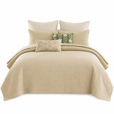 Greenland Home Fashions Harper Cotton Reversible Lightweight Coverlet Set Taupe