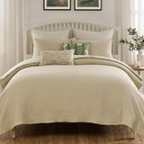 Greenland Home Fashions Harper Cotton Reversible Lightweight Coverlet Set Taupe