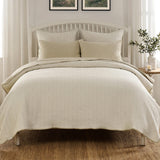 Greenland Home Fashions Harper Cotton Reversible Lightweight Coverlet Set Taupe