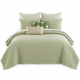Greenland Home Fashions Harper Cotton Reversible Lightweight Coverlet Set Sage