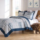 Greenland Home Fashions Voyage Polyester Reversible Lightweight Quilt Set Blue