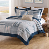 Greenland Home Fashions Voyage Polyester Reversible Lightweight Quilt Set Blue
