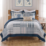 Greenland Home Fashions Voyage Polyester Reversible Lightweight Quilt Set Blue