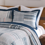 Greenland Home Fashions Voyage Cotton Blend Face Microfiber Back Pillow Sham Blue