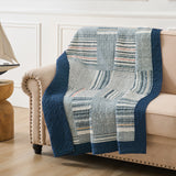 Greenland Home Fashions Voyage Cotton Blend Face Microfiber Back Accessory Throw 50x60 Blue