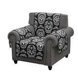 Greenland Home Fashions 100% Jacquard Woven Polyester Sugar Skull Furniture Protector Black