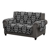 Greenland Home Fashions 100% Jacquard Woven Polyester Sugar Skull Furniture Protector Black