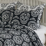 Greenland Home Fashions Sugar Skull 100% Polyester Pillow Sham Standard 20x26 Black
